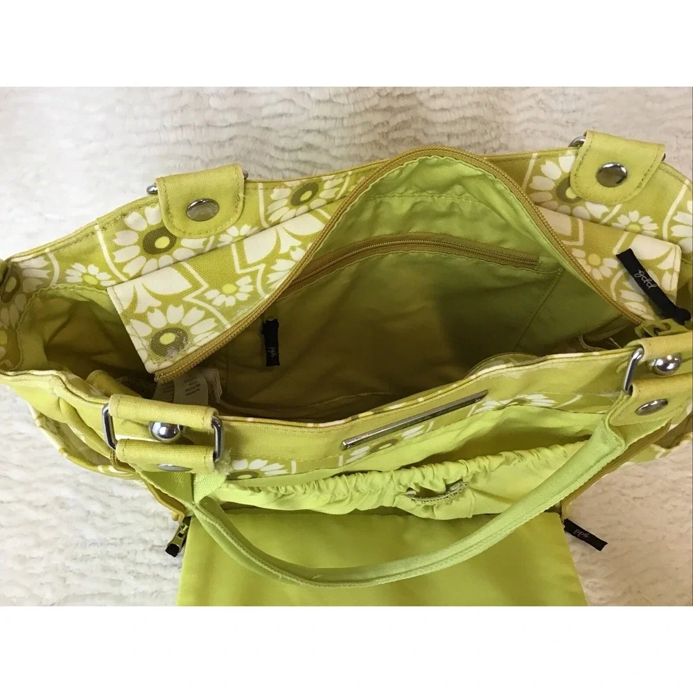 Petunia Pickle Bottom Diaper Bag Big Tote Washable Vinyl Limey Yellow Crossbody